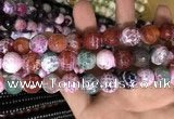 CAA3187 15 inches 14mm faceted round fire crackle agate beads wholesale