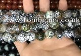 CAA3188 15 inches 14mm faceted round fire crackle agate beads wholesale