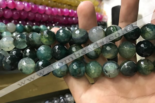 CAA3193 15 inches 14mm faceted round fire crackle agate beads wholesale