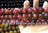 CAA3197 15 inches 14mm faceted round fire crackle agate beads wholesale