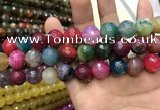 CAA3198 15 inches 14mm faceted round fire crackle agate beads wholesale