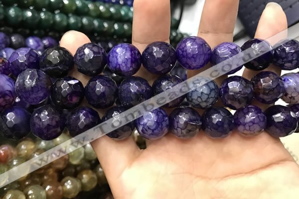 CAA3202 15 inches 14mm faceted round fire crackle agate beads wholesale