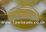 CAA321 15.5 inches 30*40mm oval yellow line agate beads