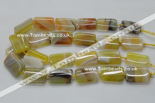 CAA322 15.5 inches 22*32mm rectangle yellow line agate beads