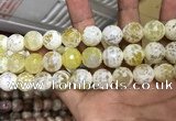 CAA3236 15 inches 16mm faceted round fire crackle agate beads wholesale