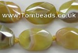 CAA324 15.5 inches 18*25mm faceted oval yellow line agate beads