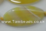 CAA325 15.5 inches 25*50mm faceted marquise yellow line agate beads