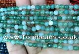 CAA3255 15 inches 4mm faceted round line agate beads wholesale