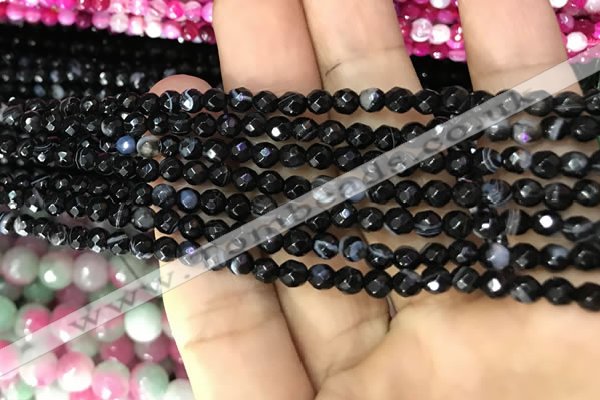 CAA3257 15 inches 4mm faceted round line agate beads wholesale