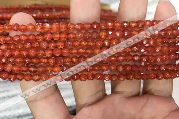 CAA3265 15 inches 4mm faceted round agate beads wholesale