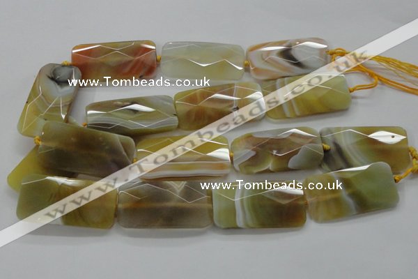 CAA327 15.5 inches 25*50mm faceted rectangle yellow line agate beads