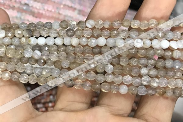 CAA3274 15 inches 4mm faceted round agate beads wholesale