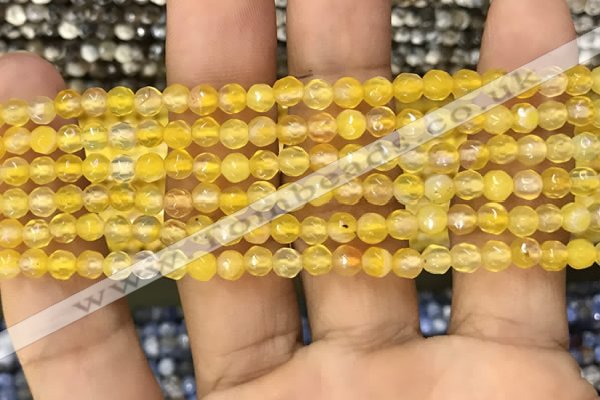 CAA3276 15 inches 4mm faceted round agate beads wholesale