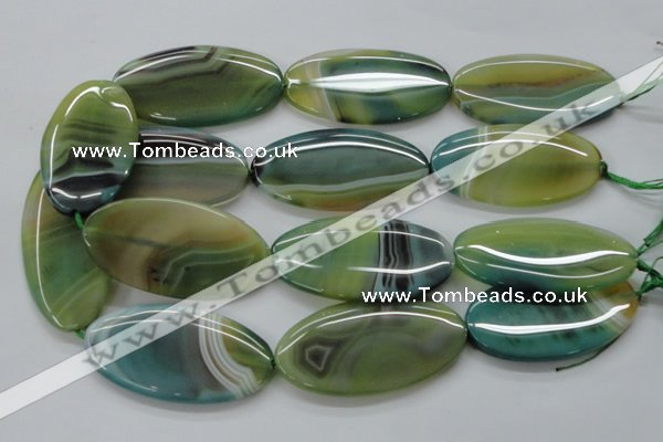 CAA330 15.5 inches 30*40mm oval green line agate beads