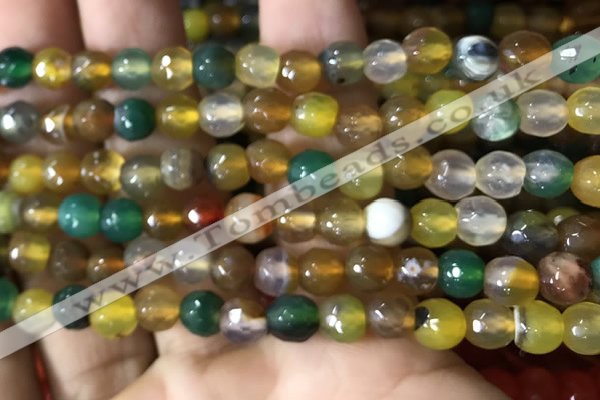 CAA3308 15 inches 6mm faceted round agate beads wholesale