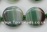 CAA332 15.5 inches 24mm flat round green line agate beads