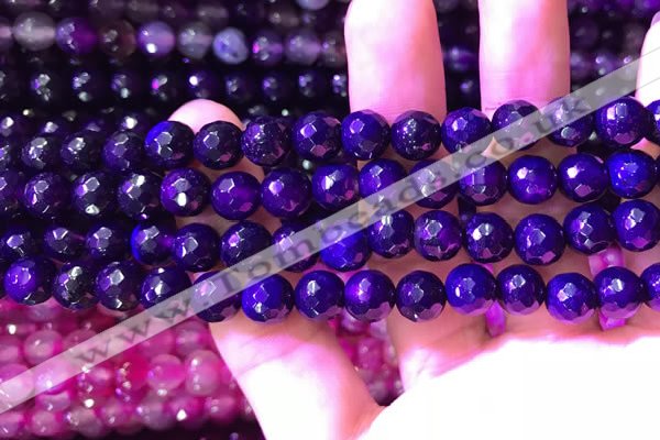 CAA3337 15 inches 8mm faceted round agate beads wholesale