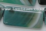 CAA334 15.5 inches 25*50mm rectangle green line agate beads