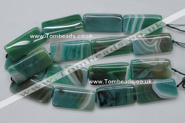 CAA334 15.5 inches 25*50mm rectangle green line agate beads