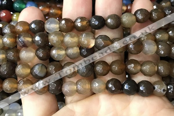 CAA3349 15 inches 8mm faceted round agate beads wholesale