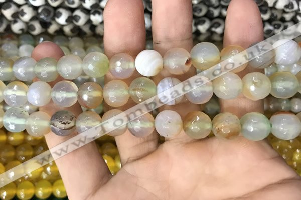 CAA3364 15 inches 10mm faceted round agate beads wholesale