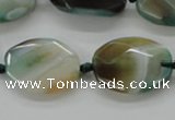 CAA337 15.5 inches 18*25mm faceted oval green line agate beads