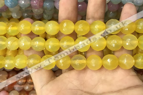 CAA3397 15 inches 12mm faceted round agate beads wholesale