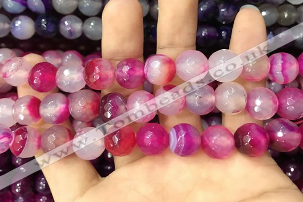 CAA3399 15 inches 12mm faceted round agate beads wholesale