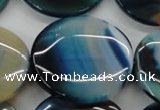 CAA341 15.5 inches 35mm flat round blue line agate beads