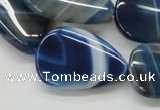 CAA342 15.5 inches 22*30mm flat teardrop blue line agate beads