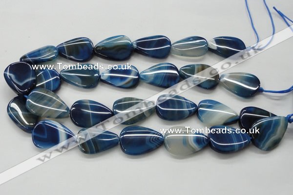 CAA342 15.5 inches 22*30mm flat teardrop blue line agate beads