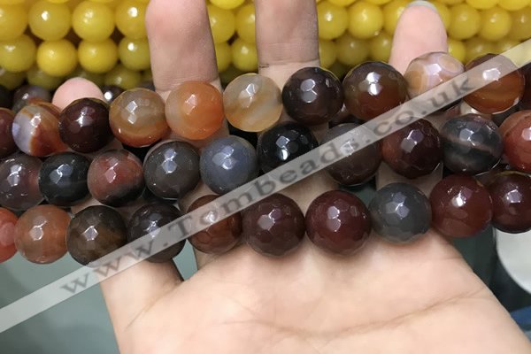 CAA3427 15 inches 14mm faceted round agate beads wholesale