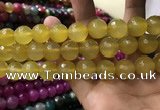 CAA3429 15 inches 14mm faceted round agate beads wholesale