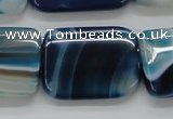 CAA343 15.5 inches 22*30mm rectangle blue line agate beads