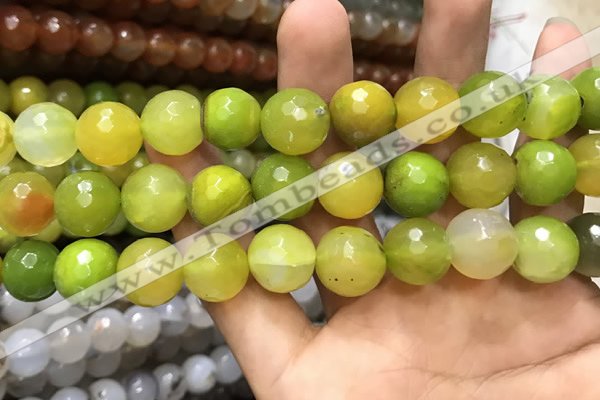 CAA3430 15 inches 14mm faceted round agate beads wholesale