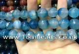 CAA3434 15 inches 14mm faceted round agate beads wholesale