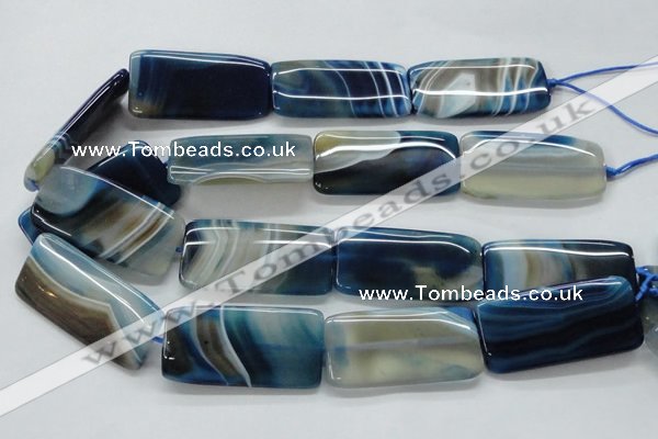 CAA344 15.5 inches 25*50mm rectangle blue line agate beads