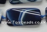 CAA345 15.5 inches 20*45mm twisted rectangle blue line agate beads