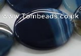 CAA346 15.5 inches 30*40mm oval blue line agate gemstone beads