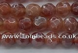 CAA3508 15.5 inches 4mm faceted round AB-color fire agate beads