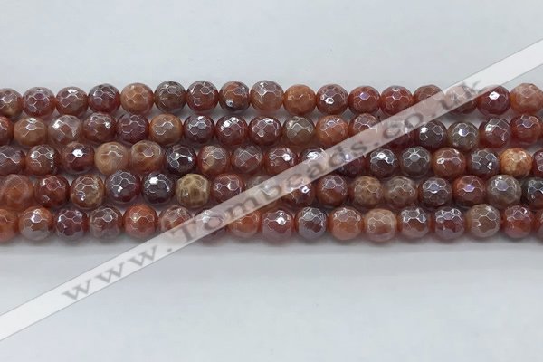 CAA3509 15.5 inches 6mm faceted round AB-color fire agate beads