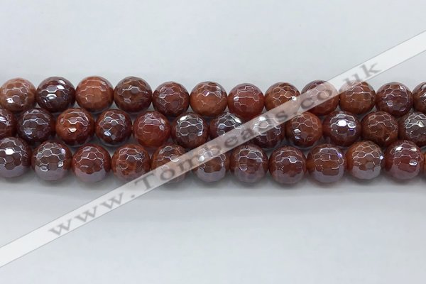 CAA3512 15.5 inches 12mm faceted round AB-color fire agate beads