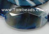 CAA352 15.5 inches 30*60mm faceted oval blue line agate beads