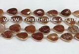 CAA3528 7.5 inches 13*18mm faceted flat teardrop fire agate beads