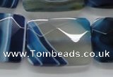 CAA353 15.5 inches 22*30mm faceted rectangle blue line agate beads