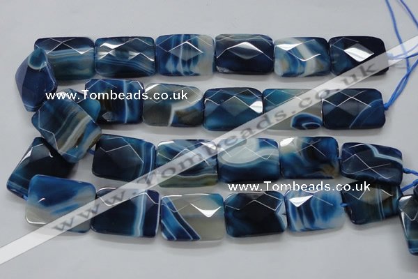 CAA353 15.5 inches 22*30mm faceted rectangle blue line agate beads