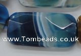 CAA354 15.5 inches 26*48mm faceted rectangle blue line agate beads