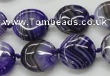 CAA355 15.5 inches 18mm flat round violet line agate gemstone beads