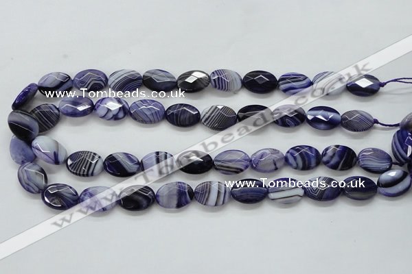 CAA357 15.5 inches 13*18mm faceted oval violet line agate beads