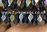 CAA3573 15.5 inches 5*8mm faceted rondelle AB-color black agate beads